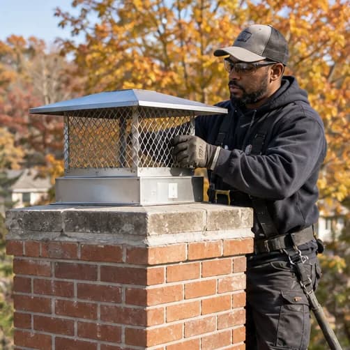 AI-generated illustration: Chimney caps service illustration